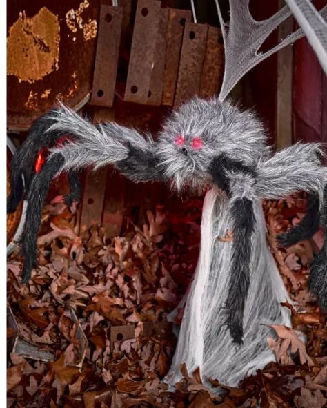 1 Ft 9 In LED Gray Jumping Spider Animatronic