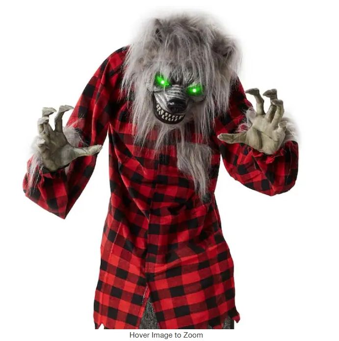 61 in. Standing Werewolf, Howling Hudson Halloween Animatronic w/Pre-Recorded Phrases, LED Eyes pre order