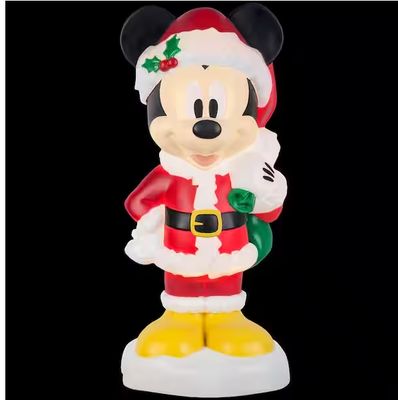 2 ft. Tall White Lighted Christmas Outdoor Decor-Mickey with Gifts-Disney