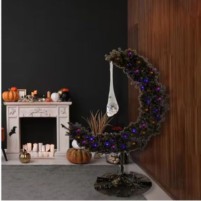 6 ft. Battery Operated Pre-Lit Halloween Black Moon Shape Tree pre order FOR 2026