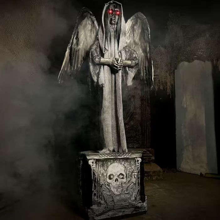 5.5 ft. Lifesize Animatronic Haunted Angel Statue Halloween Prop IN STOCK NOW