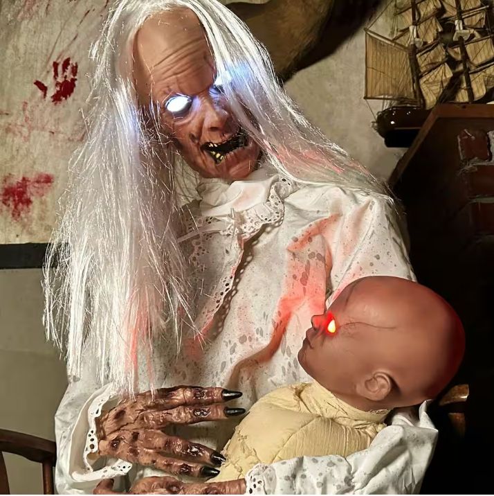51 in. Life-Size Animatronic Gravely Granny by Tekky Halloween Decoration with Motion-Activated Sounds PRE ORDER FOR HALLOWEEN 2026
