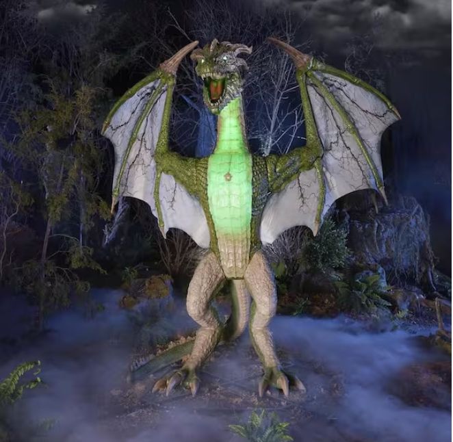 8 ft. Wide Gruesome Grounds Giant-Sized Color Changing Animated LED Wyvern H9 INSTOCK NOW