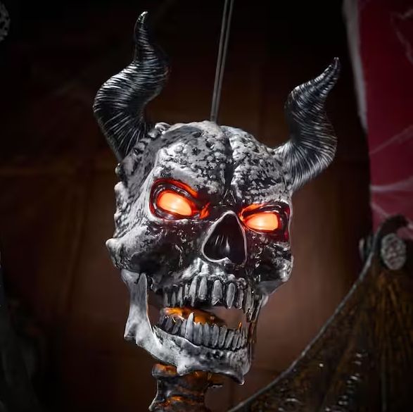 5 ft. Grave &amp; Bones LED Ultra Pose-N-Stay Skeleton Demon ORDER NOW FOR HALLOWEEN 2025