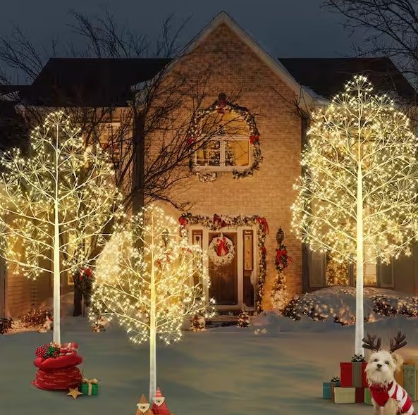 3-Piece 6/5/4 ft. White Indoor/Outdoor Pre-Lit Artificial Christmas Tree with 1120/800/640 LED Lights(Set with 3 Size) pre order now