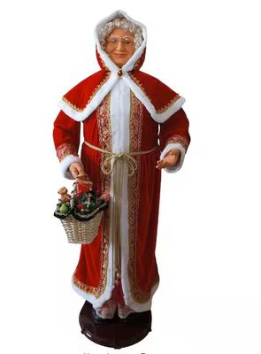 58 in. Dancing Mrs. Claus with Hooded Cloak and Basket, Standing Decor, Motion-Activated Christmas Animatronic pre order now