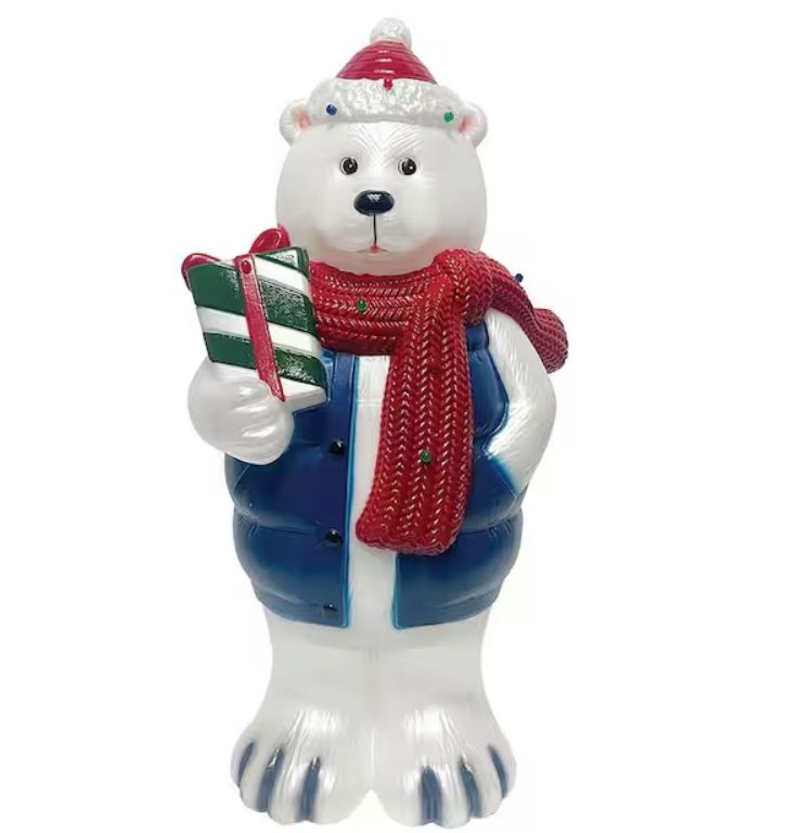 30 in. x 11.8 in. Pre-Lit LED Polar Bear Christmas Blow Mold pre order