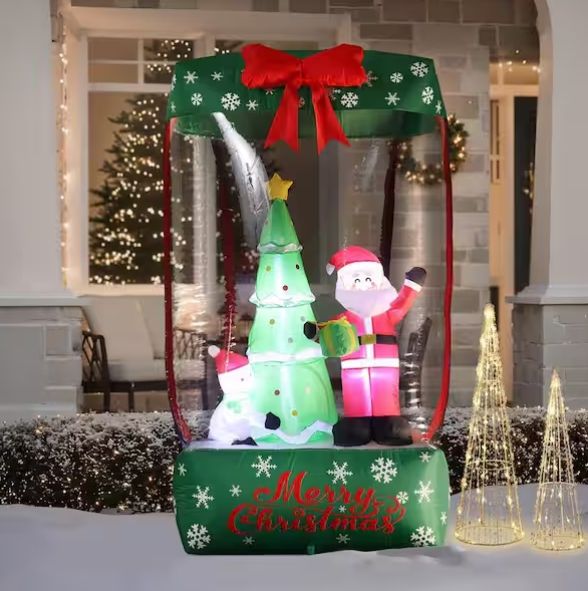 6 ft. x 3.3 ft. Holiday Santa Display Present Inflatable with Lights pre order