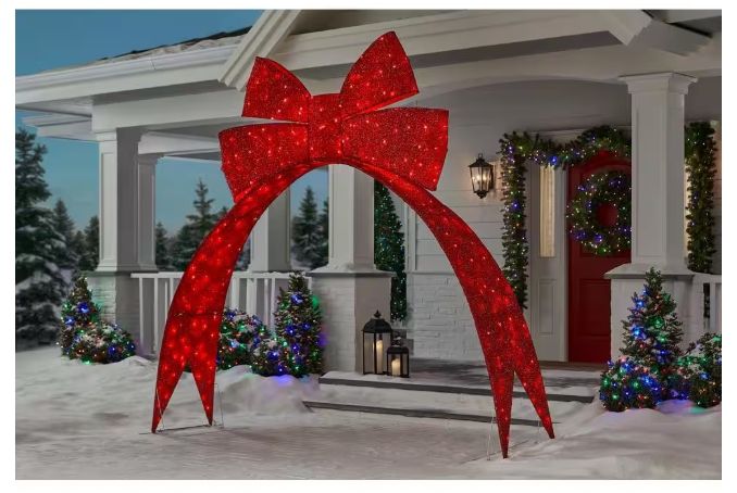 9.5 ft. Icicle Shimmer Giant-Sized Twinkling LED Red Bow Archway Holiday Yard Decoration Y18 PRE ORDER FOR HALLOWEEN 2026