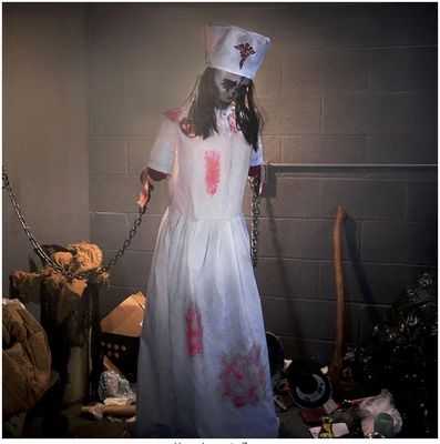 63 in. Life-Size Animatronic Convulsing Nurse by Tekky Halloween Decoration with Motion-Activated Sounds PRE ORDER FOR HALLOWEEN 2026
