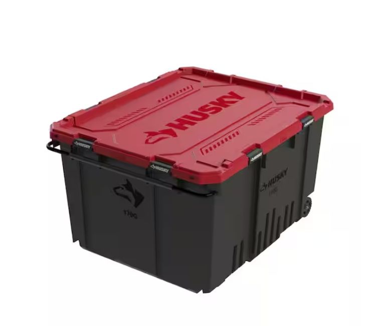170 Gal. Pro Grip Storage Tote in Black with Red Lid FITS 12 FT SKELLY PRE ORDER FOR HALLOWEEN 2026 AVAILABLE FOR 2026