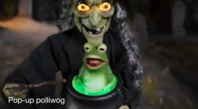 36in Animated Witch with Cauldron and Frog IN STOCK