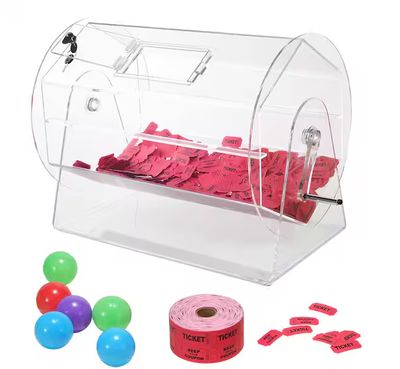 Acrylic Raffle Drum, Professional Raffle Ticket Spinning Cage with 2-Keys, Holds 10,000 Tickets or 300 Raffle Balls PRE ORDER FOR OUR NEXT CONTAINER SHIPMENT MID 2026