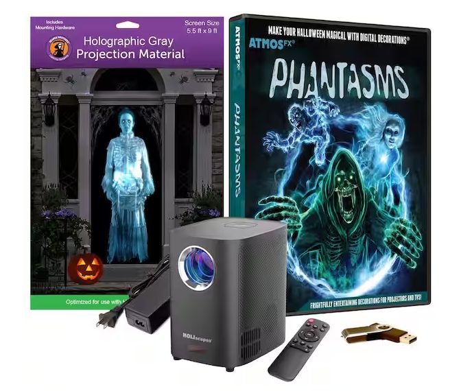 USB Projector Kit-AtmosFx Phantasms USB Projector 5.5 ft. x 9 ft. L Gray Holographic Screen PRE ORDER FOR OUR NEXT CONTAINER SHIPMENT MID 2026