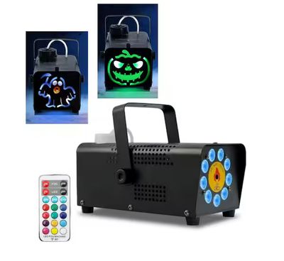 500W Fog Machine w/ 9 LED Lights, Fogger w/ 12 Color Lights Effect, Remote Control for Halloween Wedding DJ Party Stage PRE ORDER