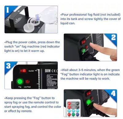 500W Fog Machine w/ 9 LED Lights, Fogger w/ 12 Color Lights Effect, Remote Control for Halloween Wedding DJ Party Stage PRE ORDER