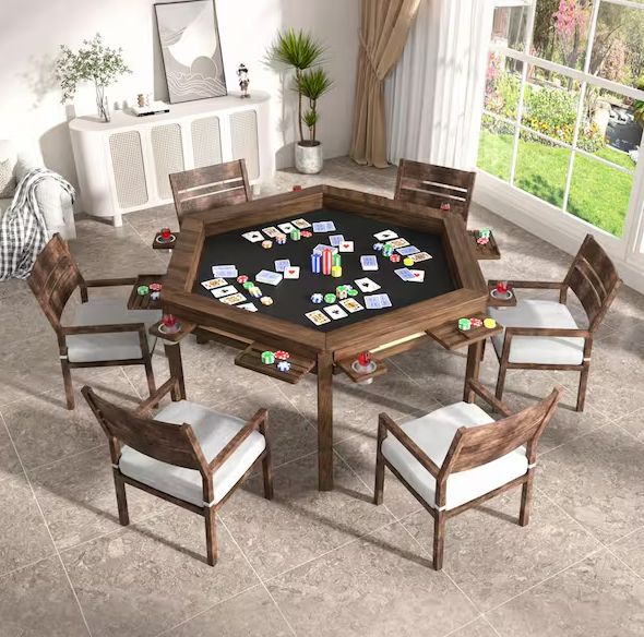 62.2 in. W 4-6-Player Wood Poker Table with Removable Top and Cup and Card Holders PRE ORDER 2026
