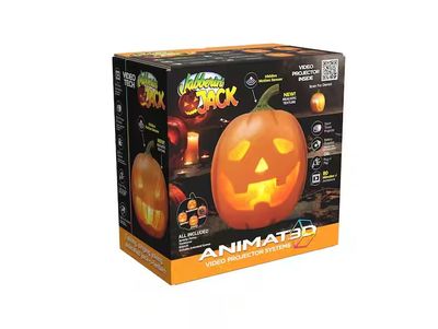 Jabberin' Jack 12 in. Animated Built-In Projector and Speaker USB or Battery Orange Pumpkin Halloween Decor pre order