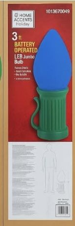 HOME ACCENTS HOLIDAY 3 ft Battery Operated LED Blue Jumbo Bulb