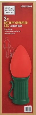 HOME ACCENTS HOLIDAY3 ft. Battery Operated LED Jumbo Red Bulb Holiday Yard Decoration