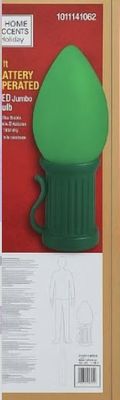 HOME ACCENTS HOLIDAY 3 ft. Battery Operated LED Jumbo Green Bulb Holiday Yard Decoration