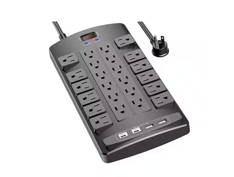 6 ft. Extension Cord Surge Protector Power Strip with 24 Outlets 2 USB-A Ports 2 USB-C Ports Overload Protection PRE ORDER