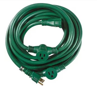 Woods 25 ft. 14/3 Multi-Outlet (3) Garden Outdoor Medium-Duty Extension Cord, Green