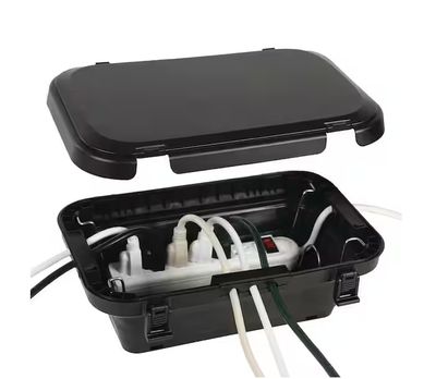NEWHOUSE ELECTRIC Collapsible Weather Resistant Outdoor Electrical Outlet Box for Extension Cords, 1.12 sq.ft., 14 - 20 AWG - Black PRE ORDER