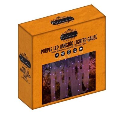 Celebrations Halloween Purple 48 ct LED Prelit Hanging Gauze Lights 1 pk  PRE ORDER FOR HALLOWEEN 2026