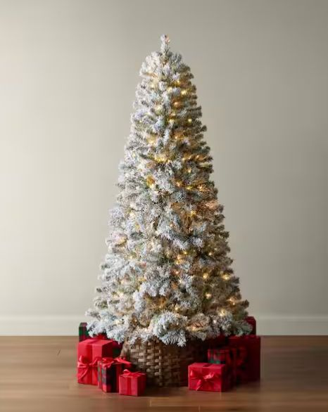 6.5 ft Festive Pine Flocked LED Pre-Lit Artificial Christmas Tree T8 PRE ORDER FOR CHRISTMAS
