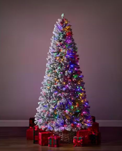 7.5 ft Festive Pine Flocked LED Pre-Lit Artificial Christmas Tree T10 PRE ORDER FOR CHRISTMAS