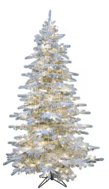 6.5-ft. Silverado Pine White Flocked Slim Artificial Christmas Tree with EZ Connect Clear Smart Lights PRE ORDER FOR CHRISTMAS
