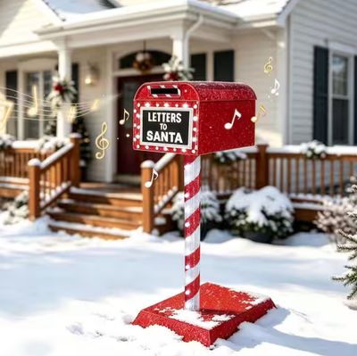 5 ft. Lighted Musical Christmas Mailbox Decoration with Motion and Mail Sensor, Red  PRE ORDER CHRISTMAS