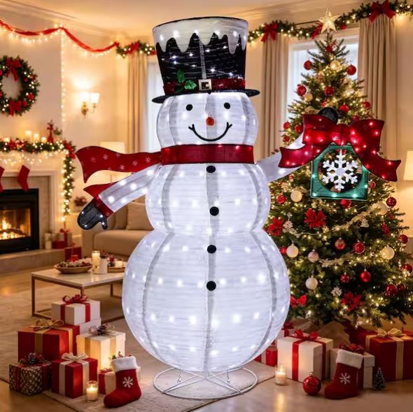 6 ft. 3D Animated Christmas Snowman with Rotating Snowflake Gift Box and 320 LED Lights - Outdoor Holiday Yard Decor  PRE ORDER CHRISTMAS