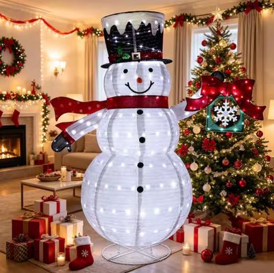 6 ft. 3D Animated Christmas Snowman with Rotating Snowflake Gift Box and 320 LED Lights - Outdoor Holiday Yard Decor  PRE ORDER CHRISTMAS