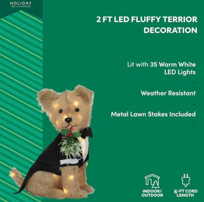 Holiday Living 24-in LED Fluffy Terrier Dog Outdoor Christmas Decoration PRE ORDER NOW FOR CHRISTMAS 2026