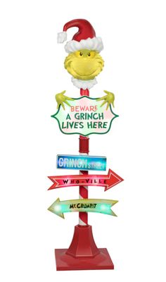 Grinch 49.61-in Freestanding Lamp post Yard decoration with White LED Lights PRE ORDER NOW FOR CHRISTMAS 2026