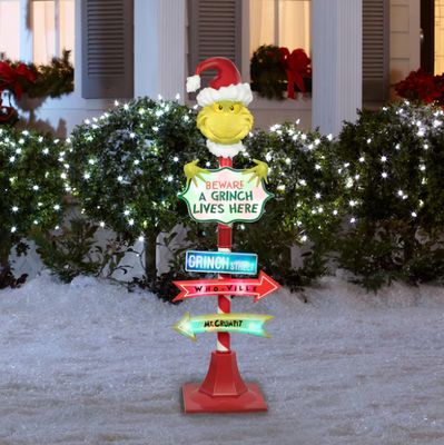 Grinch 49.61-in Freestanding Lamp post Yard decoration with White LED Lights PRE ORDER NOW FOR CHRISTMAS 2026