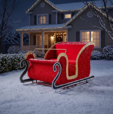 Holiday Living 43.5-in Freestanding Sleigh Yard decoration with White LED Lights PRE ORDER NOW FOR CHRISTMAS 2026