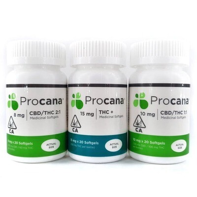 BOTTLES SOFTGELS THC/CBD - PROCANA