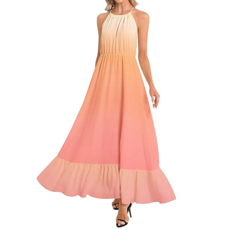 SUNSET Ombre Halter Neck Maxi Dress