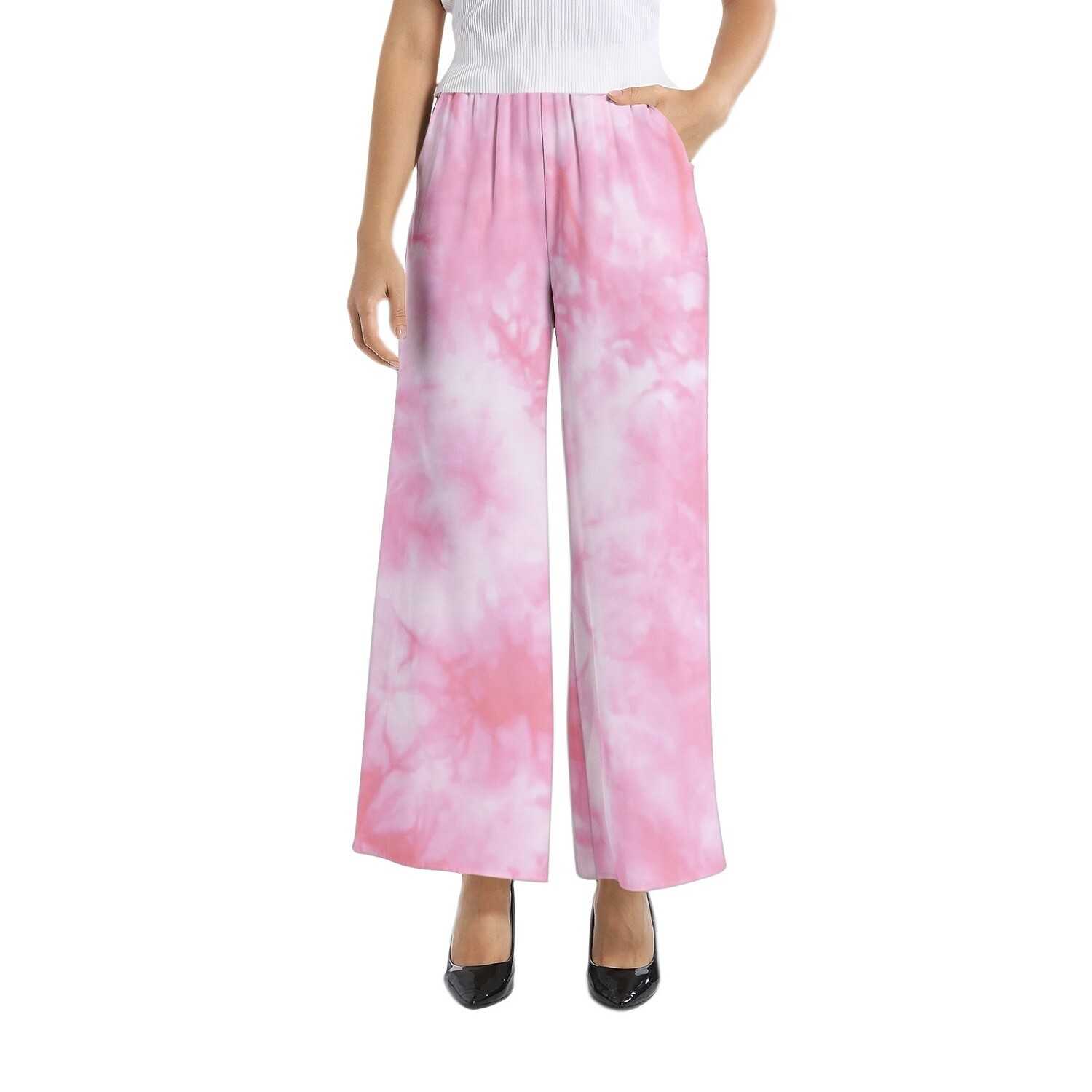 SALLY Wide Leg Pants, Light Pink Tie Dye