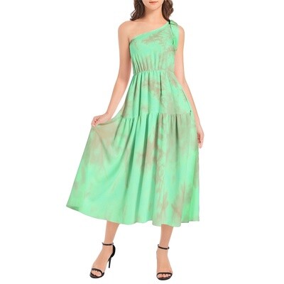 ALO Ruffle Hem One Shoulder Midi Dress