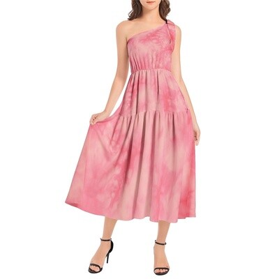 ALYSSA Ruffle Hem One Shoulder Midi Dress