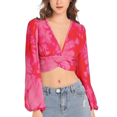 ROSA V-Neck Lantern Sleeve Crop Top