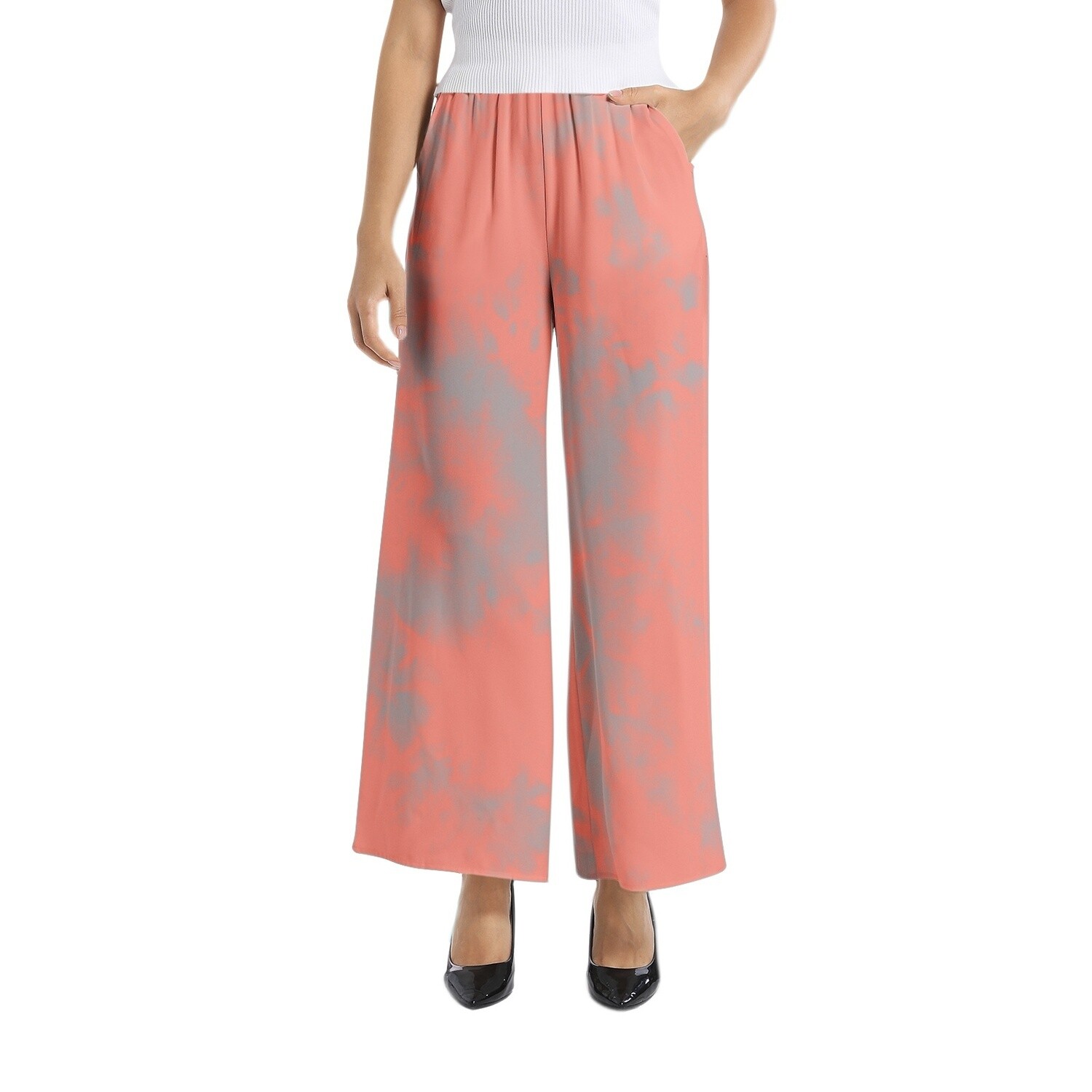 SALLY Wide Leg Pants, Peach / Grey Tie Dye