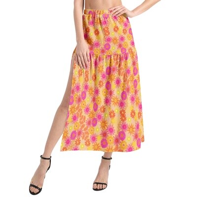 SUMMER Ruffle Slit Hem Skirt, Sunny Yellow