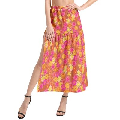 SUMMER Ruffle Slit Hem Skirt, Marmalade