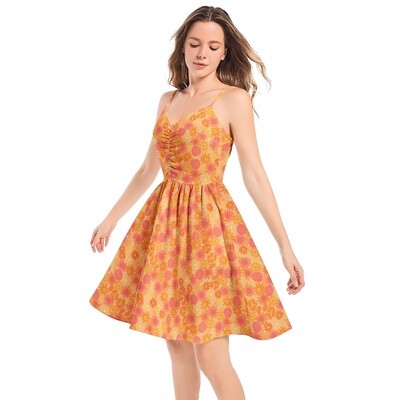 HILLEVI Spaghetti Strap Sleeveless Summer Beach Dress, Daffodil