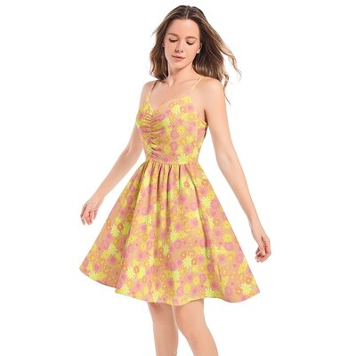 HILLEVI Spaghetti Strap Sleeveless Summer Beach Dress, Amber